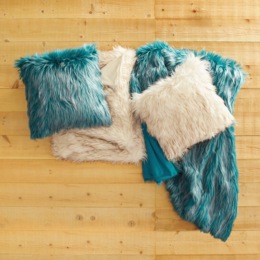 Tipped Faux-Fur Throw and Pillow, , large