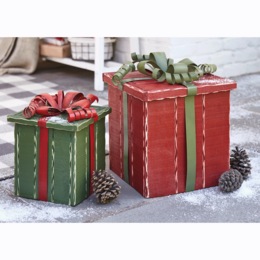 Set of 2 Chunky Wood Presents, , large