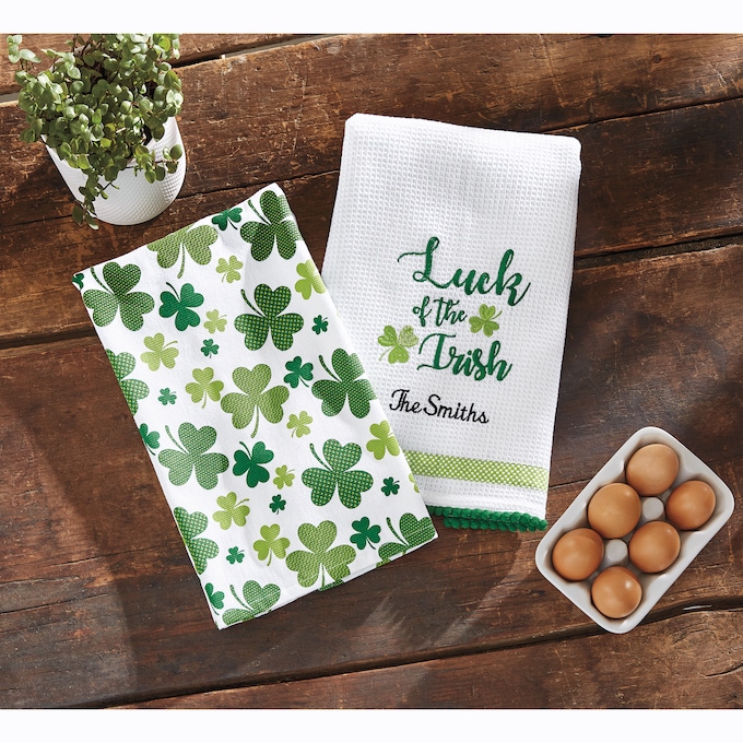 Personalized Set of 2 Seasonal Kitchen Towels, , large