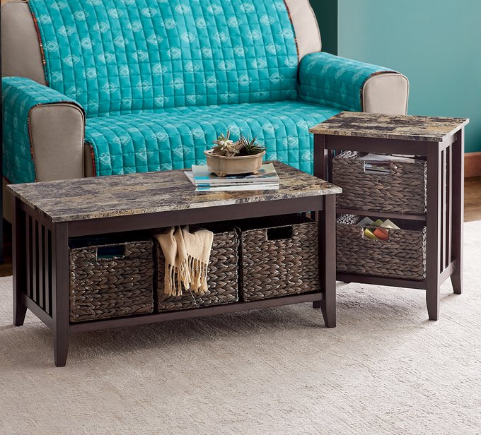 Faux-Marble Basket Tables, , large