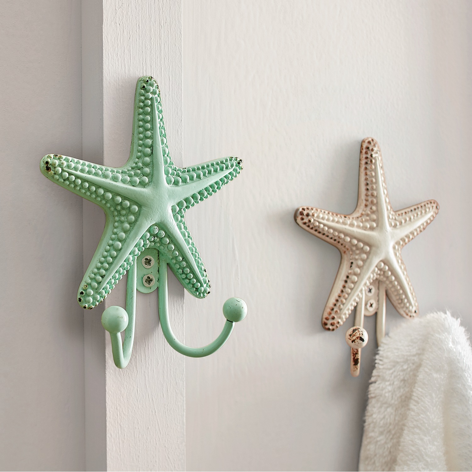 Set of 2 Starfish Wall Hooks Country Door