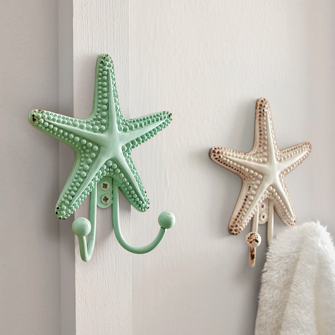 Set of 2 Starfish Wall Hooks, , large