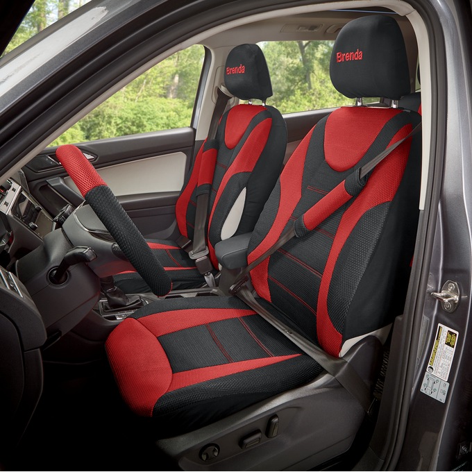 14-Piece Car Seat Cover Set - Universal Fit with Steering Wheel and Belt Covers, , large