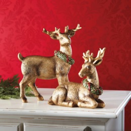 Set of 2 Bronzetone Deer, , large