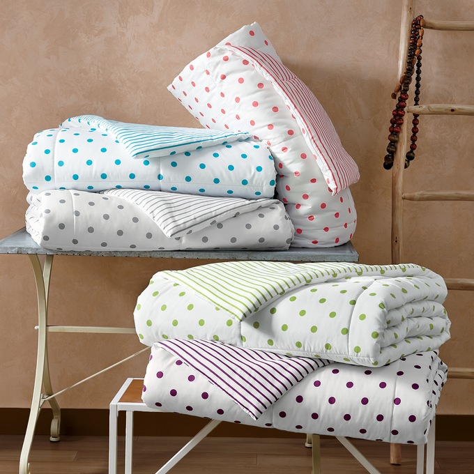 Reversible Dot and Stripe Down-Alternative Comforter Set, , large