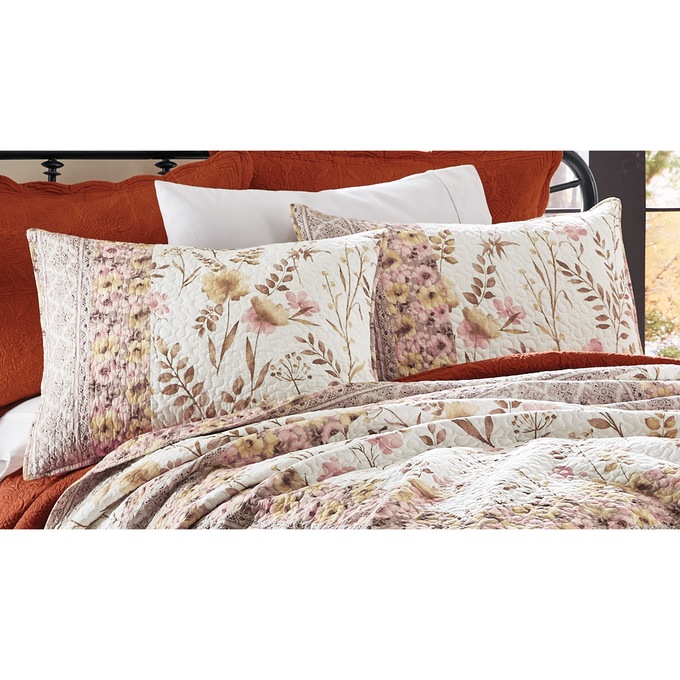 Golden Floral Sham, , large