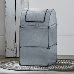 Galvanized Metal Trash Bin, , large