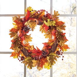 Fall Harvest Pumpkin and Berries Wreath, , large