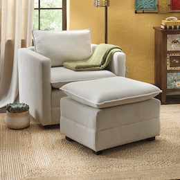 Pillow-Top Chair and Ottoman, , large