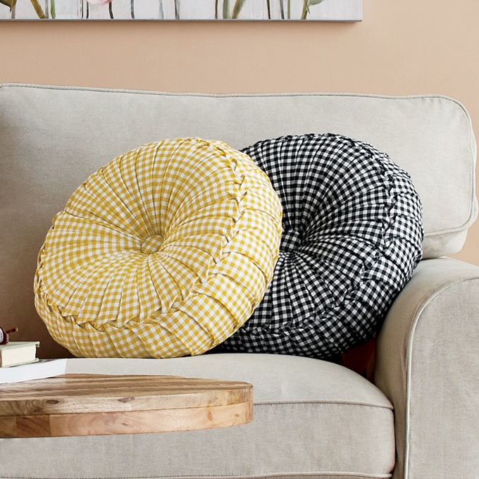 Round Pillow Cushion Couch Decorative Small Throw Pillow Home Decoration  Pleated Round Pillow Cushion