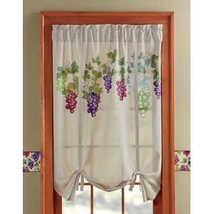 Embroidered Grape Tie-Up Shade, , large