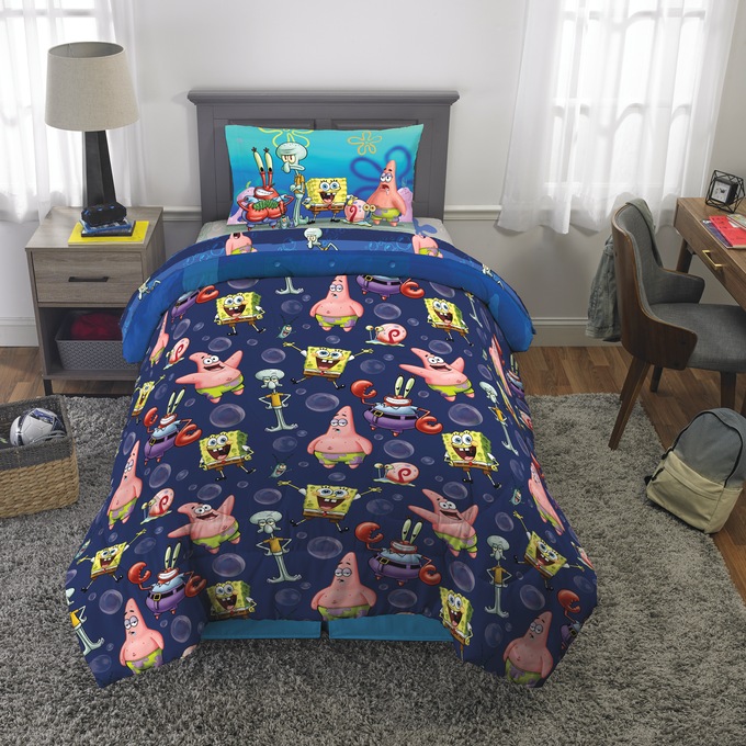 Spongebob Comforter Set - Twin/Full, Blue, large