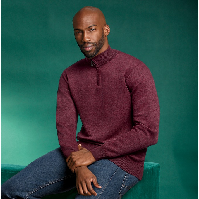 Mens three quarter zip sweater outlet