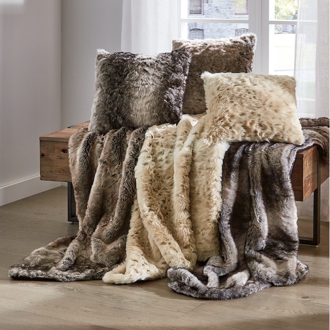 Faux Fur Throw and Pillow