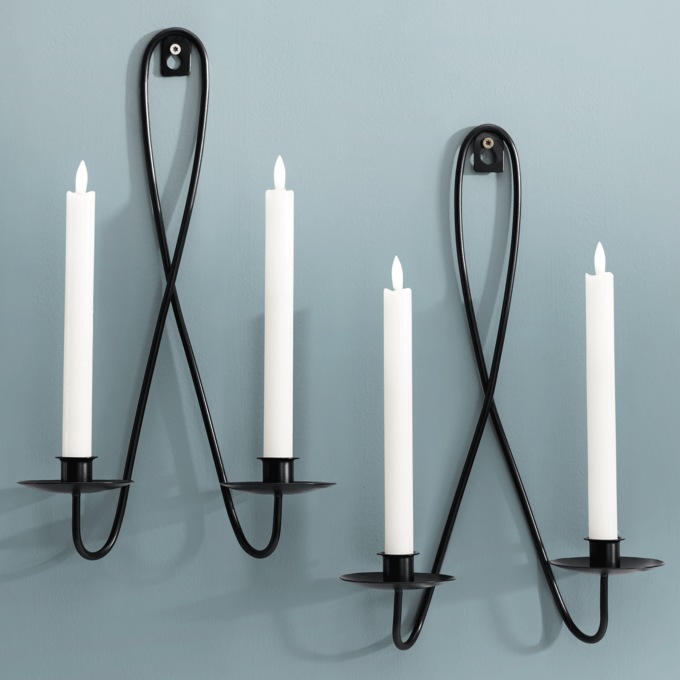 Set of 2 Double Taper Candle Sconces, , large