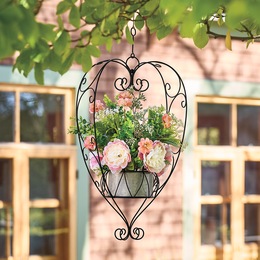 Hanging Heart Planter with Flowers, , large