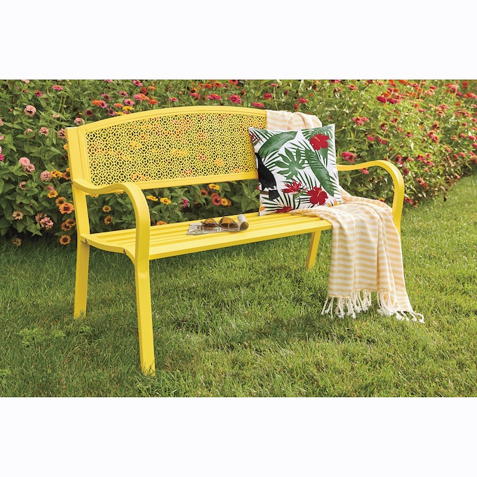 Colorful Garden Bench, Lemon Yellow, large