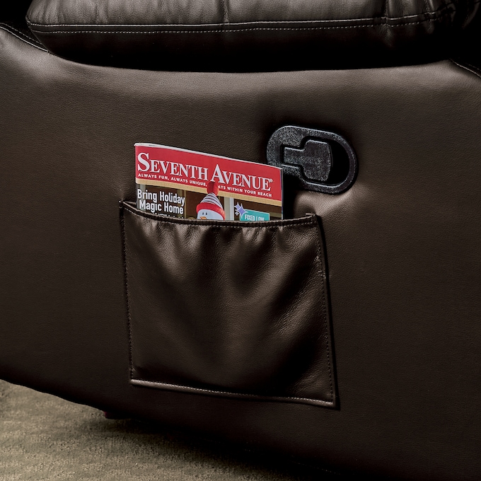 Overstuffed Recliner with Massage, Brown, large
