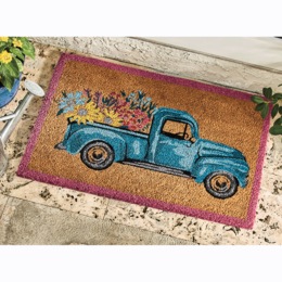 Floral Truck Coir Mat, , large