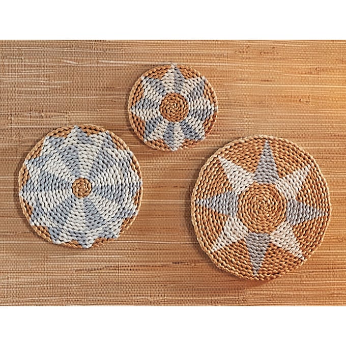 Set Of 3 Woven Textured Wall Art, , large