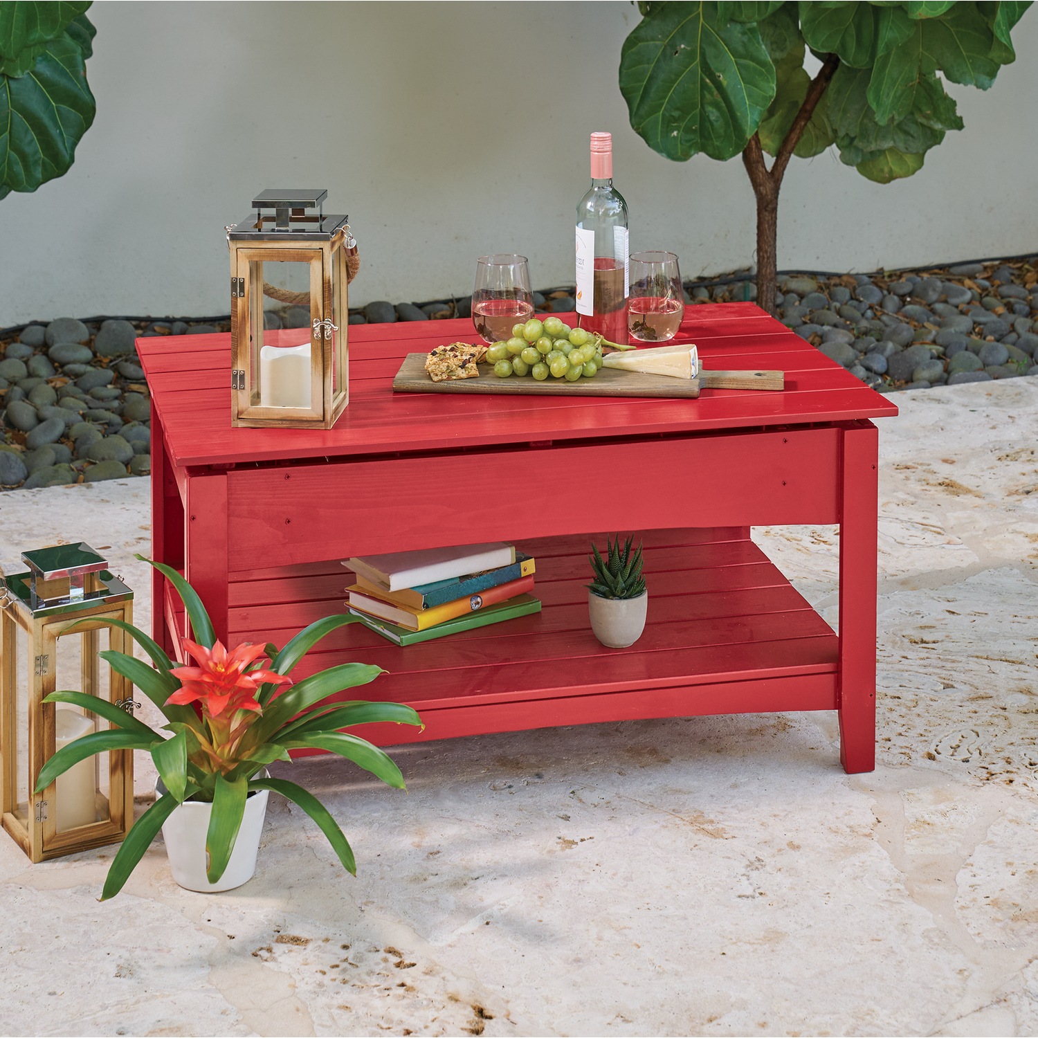 Rustic red sales coffee table