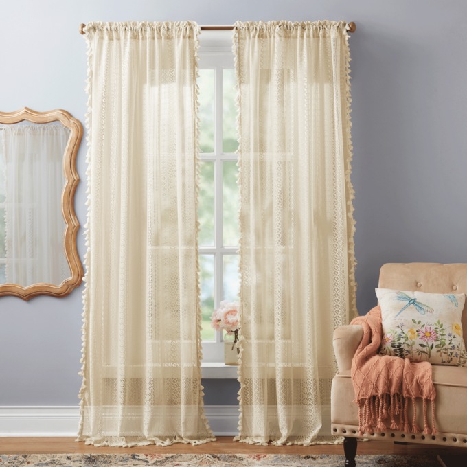 Crochet Panel with Tassel Trim, , large