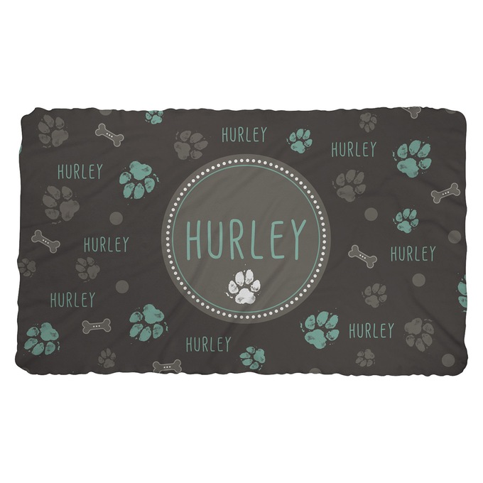 Personalized Paw-and-Bones Pattern Throw Blanket, , large