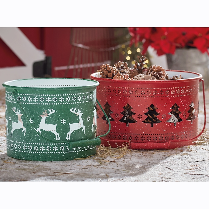 Set of 2 Christmas Buckets, , large