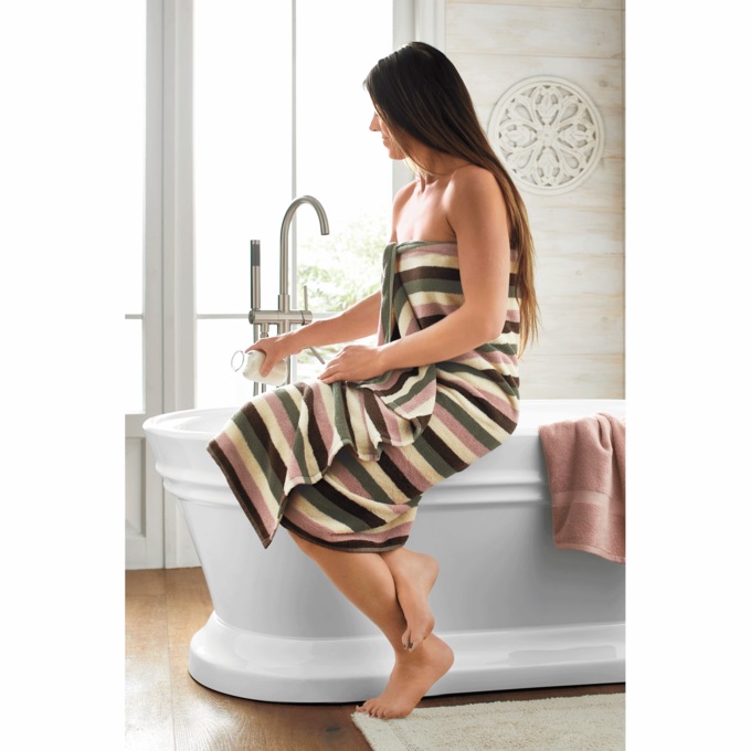 Set of 2 Serene Cotton Terry Bath Sheets, , large