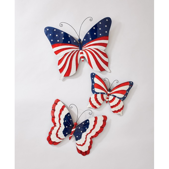 Set of 3 Americana Butterfly Art, , large