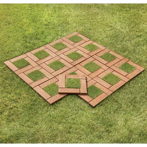 Set of 8 Outdoor Patio Tiles-Wood Pattern and Stone or Brown Directional, , large