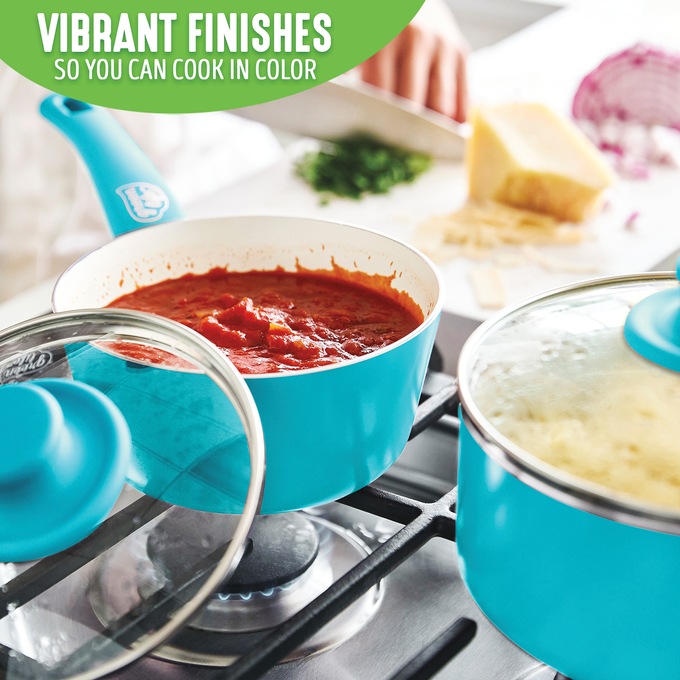 Set of 2 Greenlife Soft-Grip Ceramic Saucepans, , large
