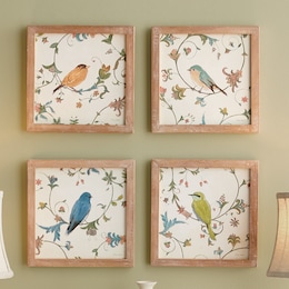 Set of 4 Framed Bird Wall Art, , large