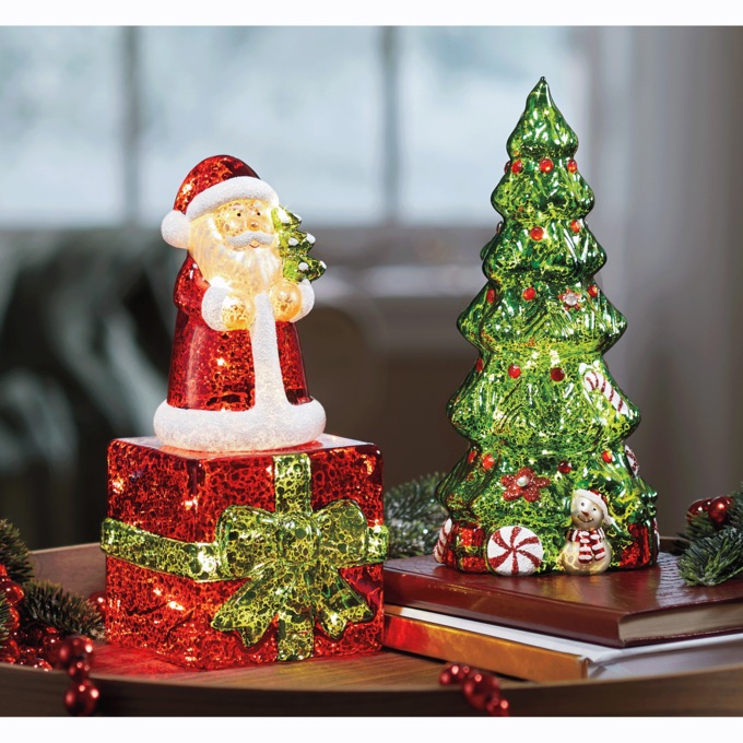 LED Glass Christmas Figurine, , large