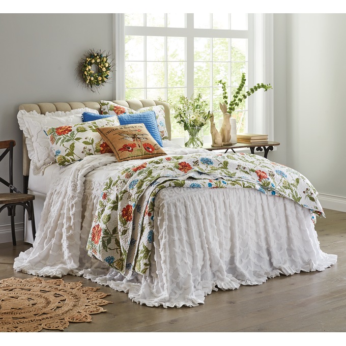 Angelica ruffle chenille deals bedspread and sham