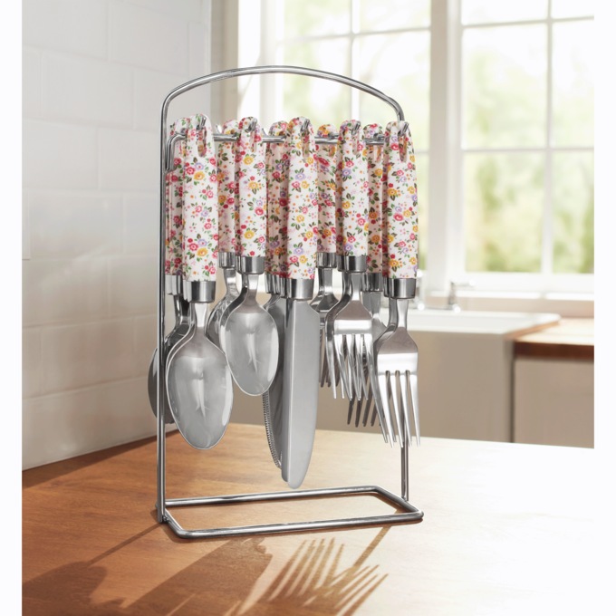 20-Piece Hanging Patterned Flatware Set, , large