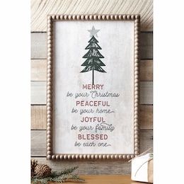 Merry Christmas Sign with Beaded Frame, , large