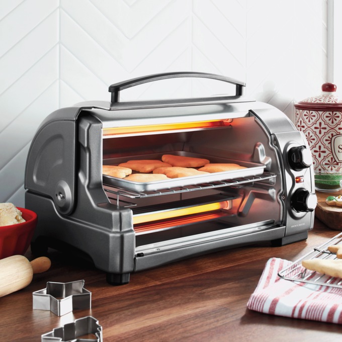 Hamilton Beach Easy-Reach Toaster Oven with Roll-Top Door, , large