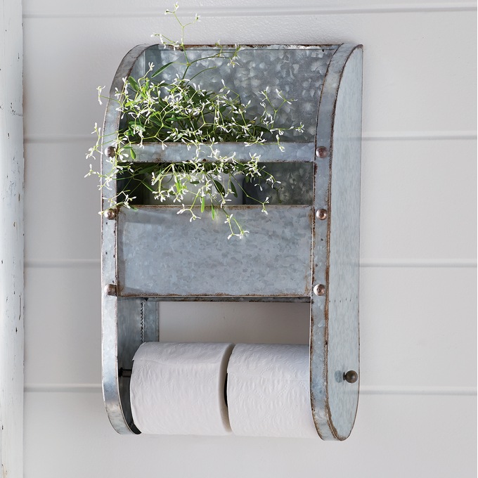 Galvanized Metal Wall Toilet Paper Holder