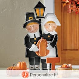 Chunky Wood Cutouts Lighted Pilgrims, , large