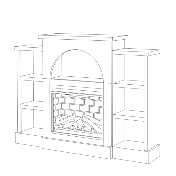 Cozette Fireplace Mantel with Built-In Bookshelves, , large