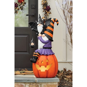 Lit Halloween Outdoor Gnome Stack , Multi, large