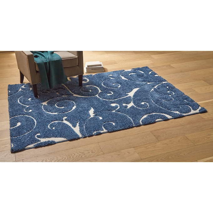 Textured Scroll Shag Rug, , large
