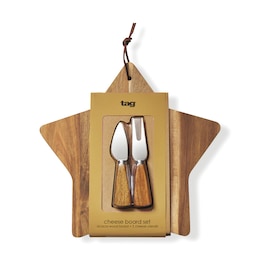3-Piece Wooden Star-Shaped Cheese Board Set, , large