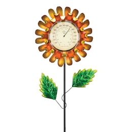 Solar Thermometer Flower Stake, , large