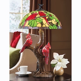 Stained Glass Cardinal Lamp, , large