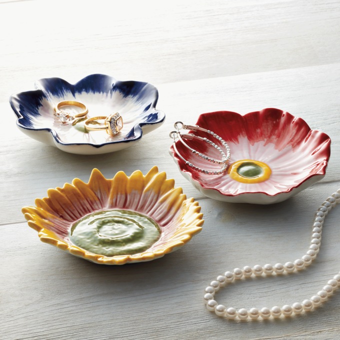 Set of 3 Floral Trinket Trays, , large