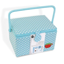 Dritz Aqua Dots Sewing Basket and Essentials Kit Organizer, , large