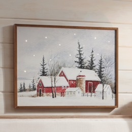 Lit Winter Barn Wall Art, , large