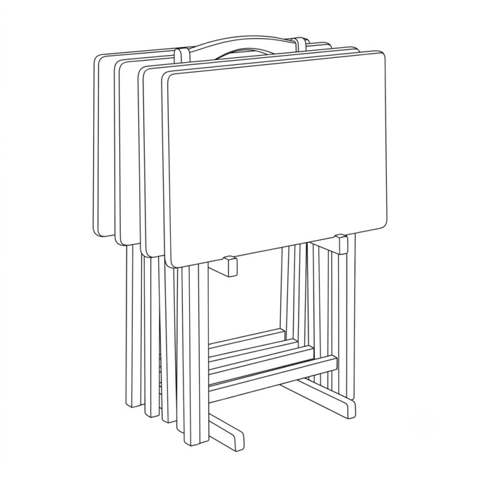 Louis 5-Piece Tray Table Set, Black, large